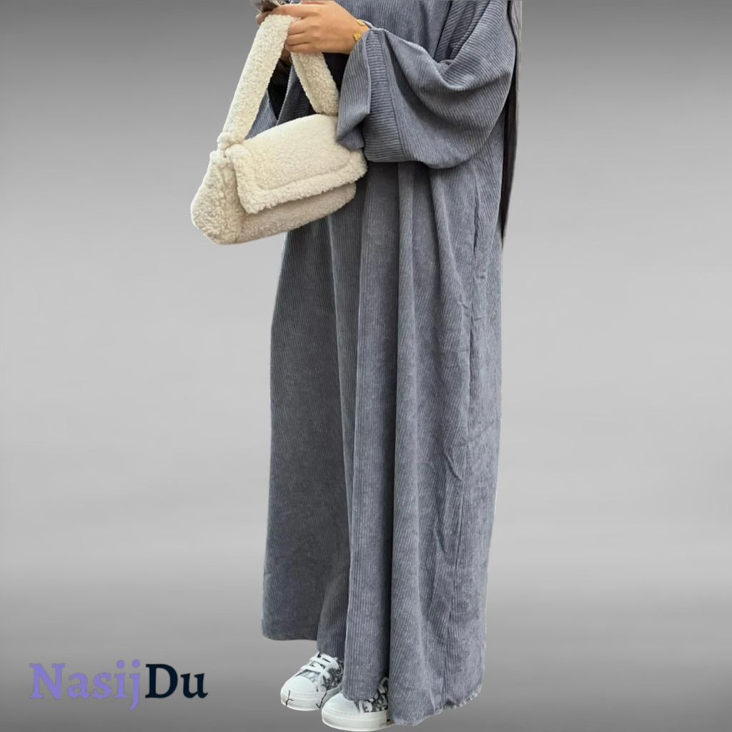 Abaya d'Hiver en Velours Côtelé