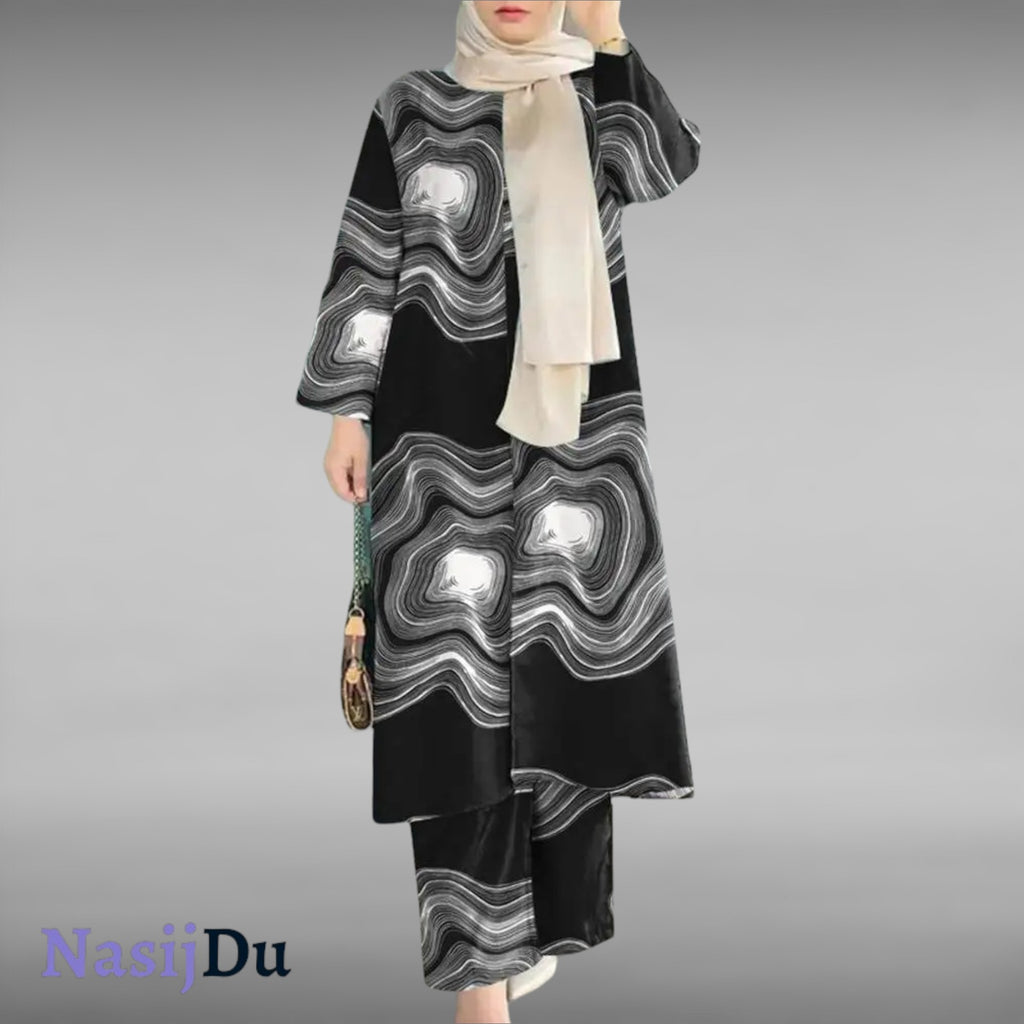 Abaya à Imprimé Floral Vintage