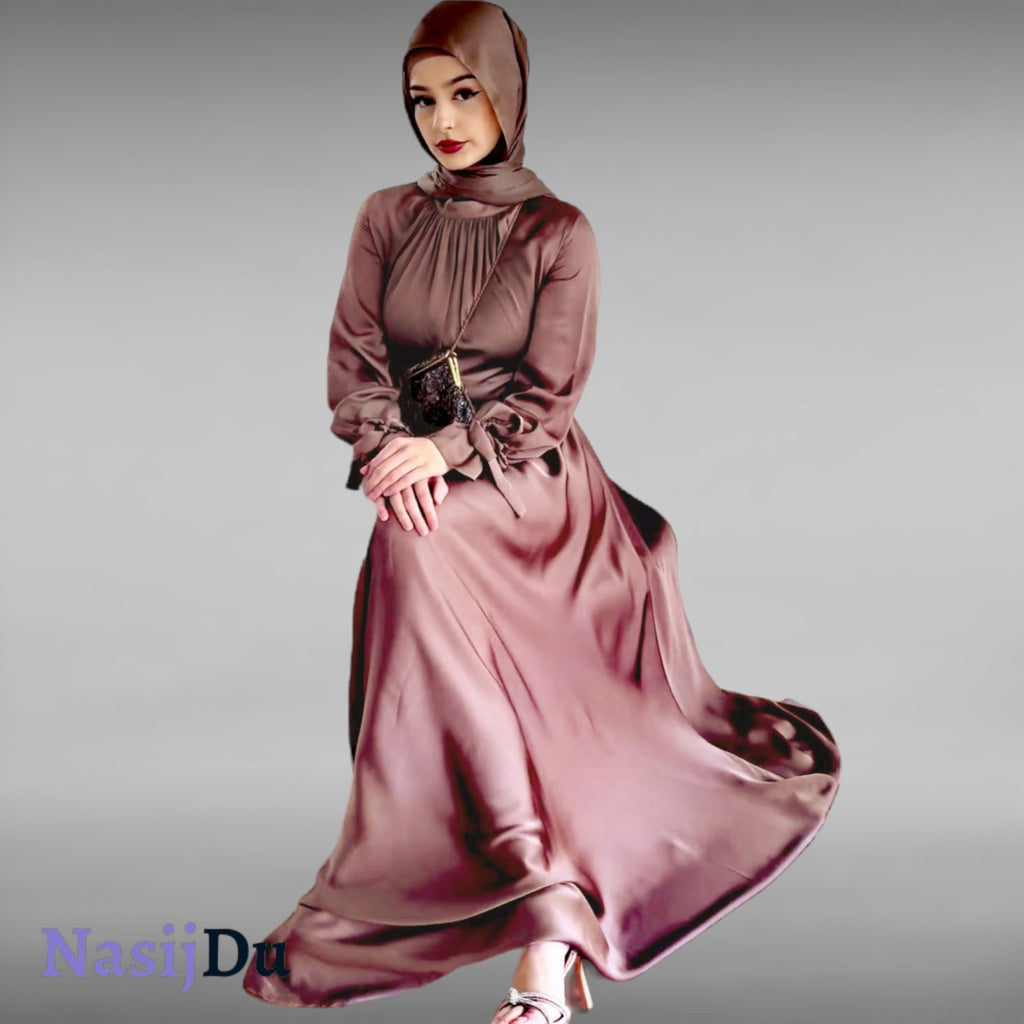 Abaya Ceinturée en Satin