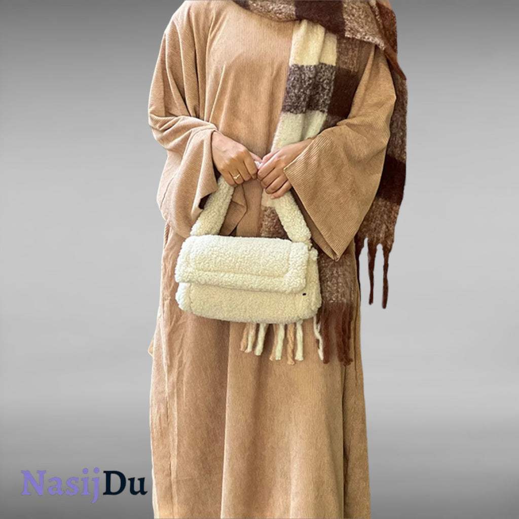 Abaya en Velours Côtelé + Foulard