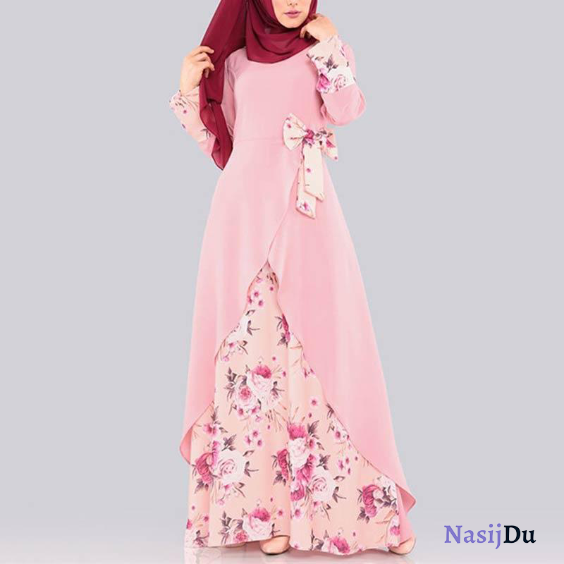 Abaya Florée avec nœud papillon